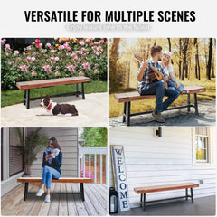 Outdoor Bench, 63 inches Wood Garden Bench with Metal Leg for Outdoors, Outdoor Garden Park Bench, 500 lbs Load Capacity Bench, Dining Bench Patio Bench for Garden, Park, Yard, Front Porch
