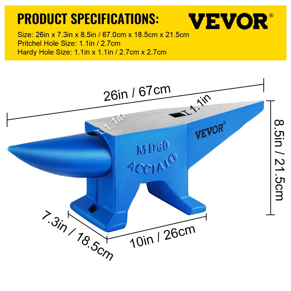 Bostome 132 lbs cast steel anvil with dual horns and a polished rust-resistant surface.