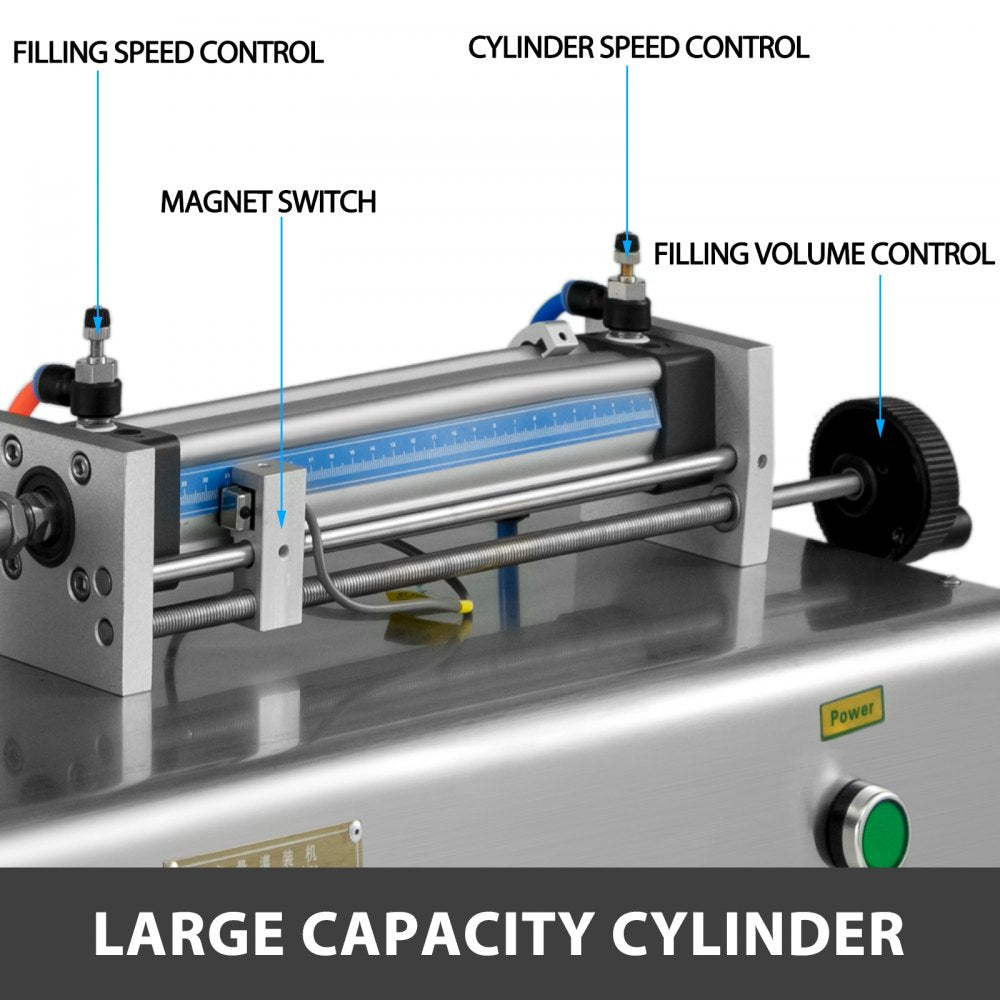Horizontal Pneumatic Liquid Filling Machine 10-300ML, Paste Liquid Filling Machine with 30L Hopper, Pneumatic Dual-use Paste Filling Machine for Cream Shampoo Liquids