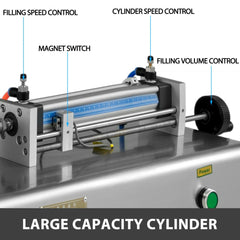 Horizontal Pneumatic Liquid Filling Machine 10-300ML, Paste Liquid Filling Machine with 30L Hopper, Pneumatic Dual-use Paste Filling Machine for Cream Shampoo Liquids