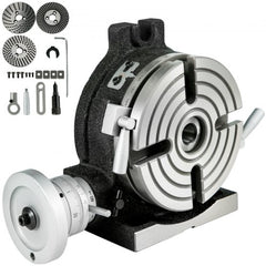 6-inch 4-slot rotary table for horizontal and vertical milling, with dividing plates and tools.