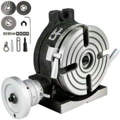6-inch 4-slot rotary table for horizontal and vertical milling, with dividing plates and tools.
