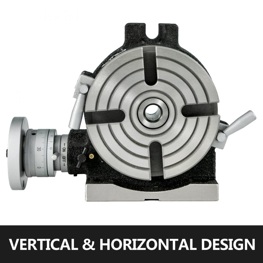 6-inch rotary table with 4 slots for horizontal and vertical milling.