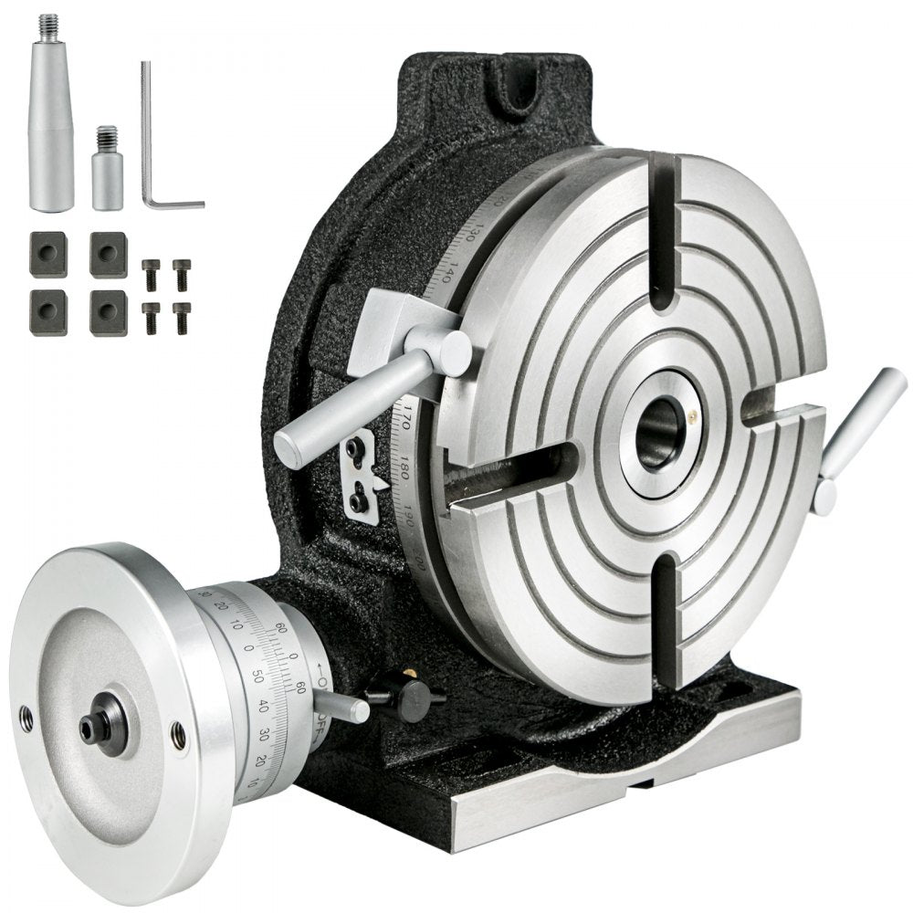 Bostome 8" horizontal vertical rotary table with a 360-degree dial for precise milling and drilling.