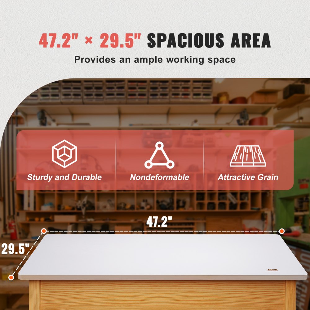 Table Top, 47.2" x 29.5" x 1", 220.5 lbs Load Capacity, Universal One-Piece Particle Board Desktop for Height Adjustable Electric Standing Desk Frame, Rectangular Countertop for Home and Office