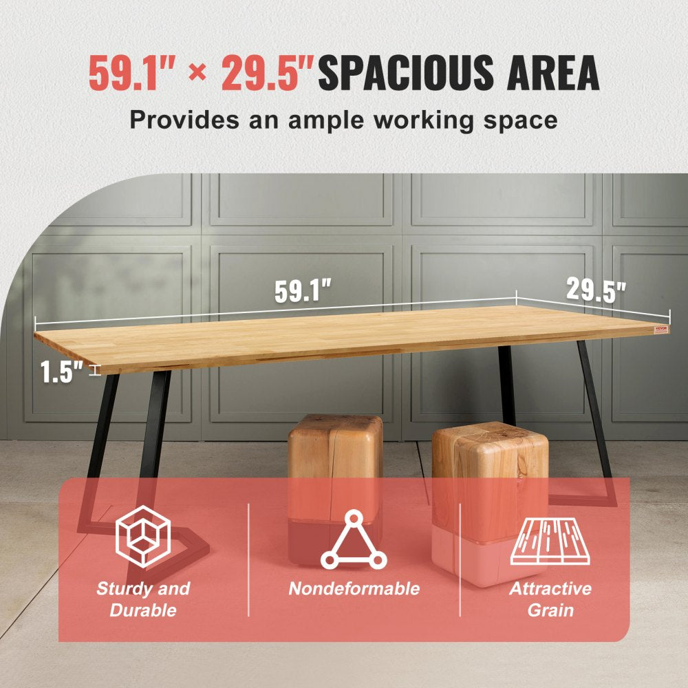 Wood Table Top, Holds up to 330 lb, 59.1" x 29.5" x 1.5" Rectangular Countertop for Height Adjustable Electric Standing Desk Frame, Universal Solid One-Piece Maple Desktop for Office & Home Desk