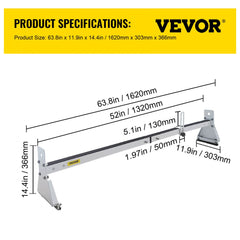 Van Roof Ladder Rack, 2 Bars, 331 LBS Capacity, 52"-63.8" Adjustable Steel Roof Rack Cross Bar with Ladder Stoppers, Fit Vans with Rain Gutters, for Kayak Canoe Lumber Pipe Cargo,, White