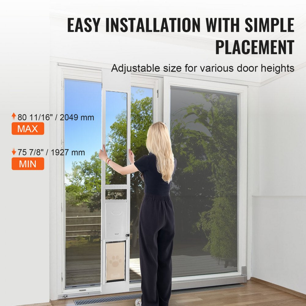 Dog Door for Sliding Glass Door 75 7/8"-80 11/16" Adjustable Height L