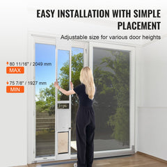 Dog Door for Sliding Glass Door 75 7/8"-80 11/16" Adjustable Height L