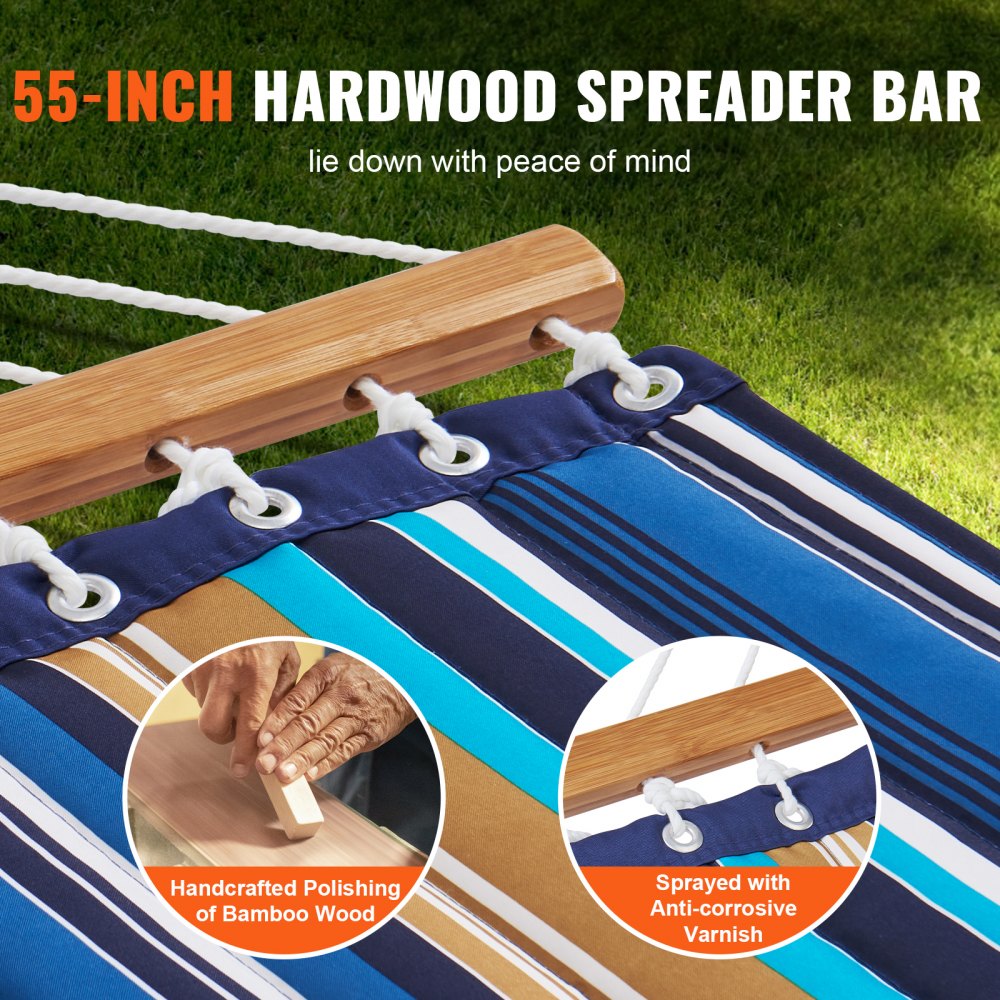 Two Person Hammock with Stand Included Heavy Duty 480lb Capacity, Double Hammock with 12 FT Steel Stand and Portable Carrying Bag and Pillow, Freestanding Hammock for Outdoor Patio Yard Beach