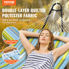 Double Quilted Fabric Hammock Two Person Hammock with Stand 480lb Capacity