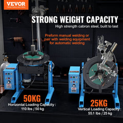 Rotary Welding Positioner 50KG, 0-90° Welding Positioning Turntable Table 0.5-6RPM 120W, with 12.4 Inch 3-Jaw Lathe Chuck & Welding Torch Stand Holder for Cutting, Grinding, Assembly, Testing