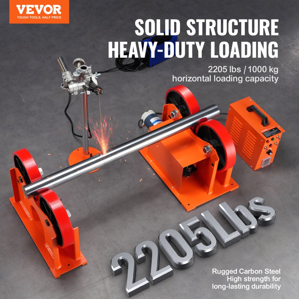 110V Turning Rolls Linkage Roller, 1000KG/2205LBS Loading Welding Turning Roll, 25-1400mm Diameter, 80-1600 mm/min Rotary Welding Positioner & Welding Torch Stand for Welding Equipment Support