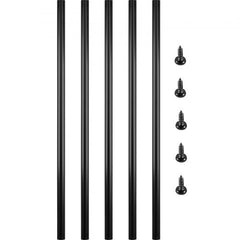Black aluminum deck balusters, 26 inches long, in a pack of 51 for railing installation.