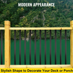 Black aluminum deck balusters, 26 inches tall, in a 51-pack for railing installation.