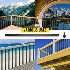 Black aluminum deck balusters, 26 inches tall, in a 51-pack for railing installation.