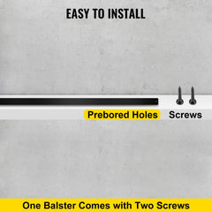 Black aluminum deck balusters, 29.5 inches tall, in a 76-pack for railing installation.