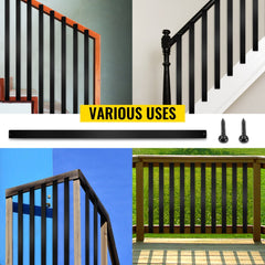 Black aluminum deck balusters, 29.5 inches tall, in a 76-pack for railing installation.