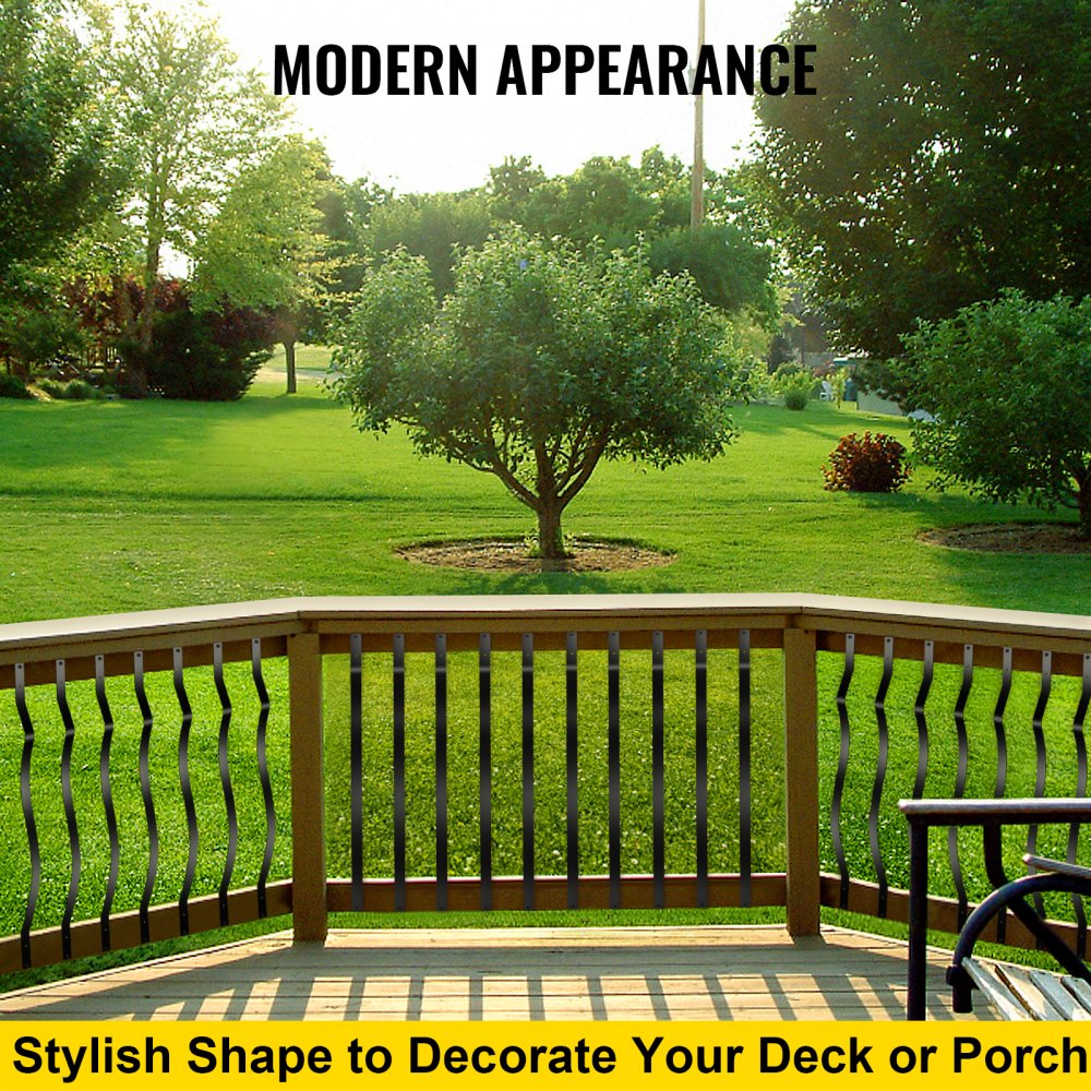 Black aluminum deck balusters in a 51-pack, each 32.25 inches long and 1 inch wide.