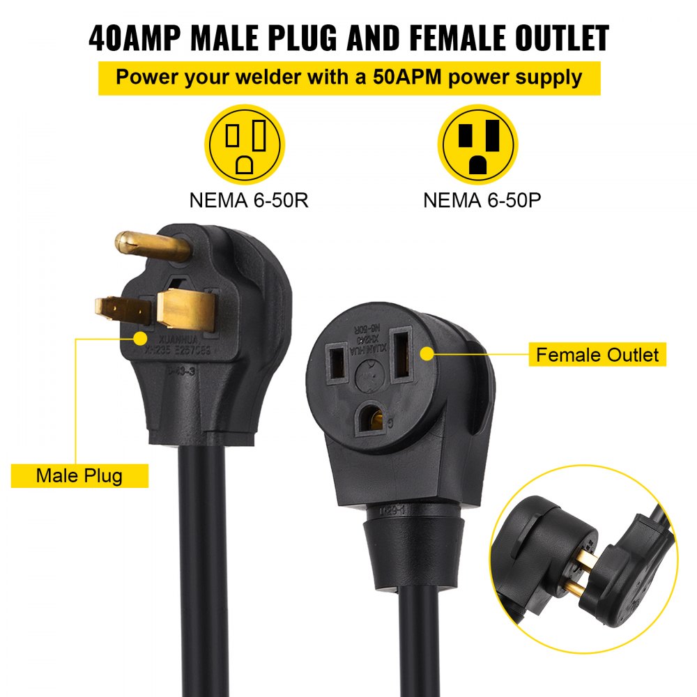Welder Extension Cord 40Amp 25ft 250V, Welding Power Cord with NEMA 6-50 Plug 8 Gauge 3 Prong for MIG,Lincoln,Plasma,Miller,TIG