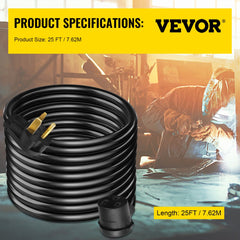 Welder Extension Cord 40Amp 25ft 250V, Welding Power Cord with NEMA 6-50 Plug 8 Gauge 3 Prong for MIG,Lincoln,Plasma,Miller,TIG