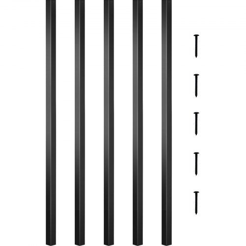 Pack of 101 black aluminum deck balusters, each 26 inches tall.