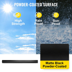 Black square aluminum deck balusters, 32" long, in a pack of 101 for easy installation.