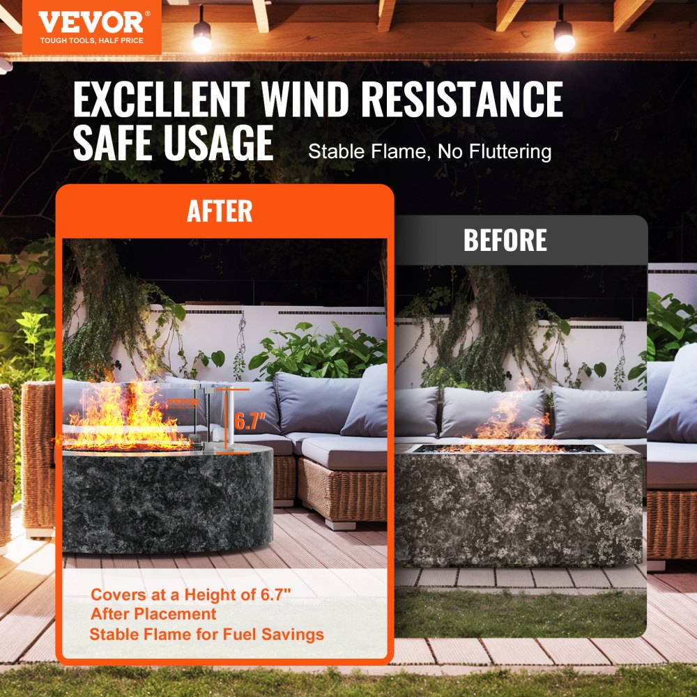 Fire Pit Wind Guard, 17 x 6.7 inch Round Glass Flame Shield, 0.24-Inch Thick Fire Table Accessory, Clear Tempered Glass Flame Guard for Propane, Gas, Outdoor, Patio, Backyard