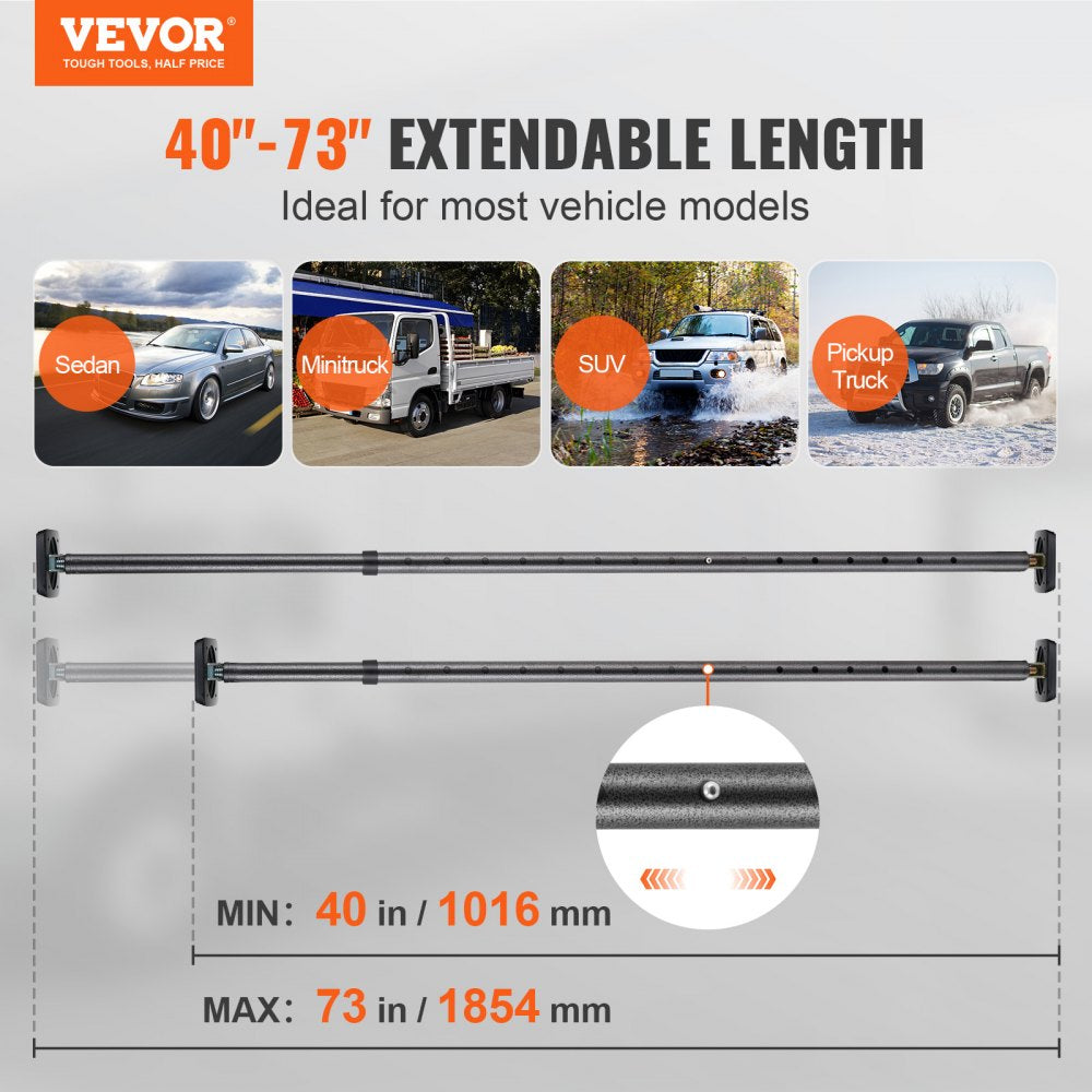 Cargo Bar, Truck Bed Bar Adjustable from 40" to 73", Heavy-duty Steel Cargo Stabilizer Bar with 220 lbs Capacity, Truck Load Bar Stop Sliding for Pickup Truck Bed, SUV, Minitruck