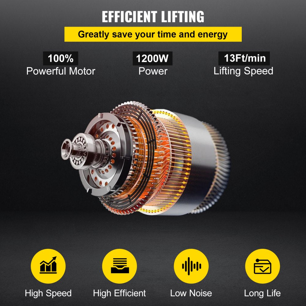 Lift Electric Hoist Electric Winch 2200lbs Remote Control 10ft Lift Height