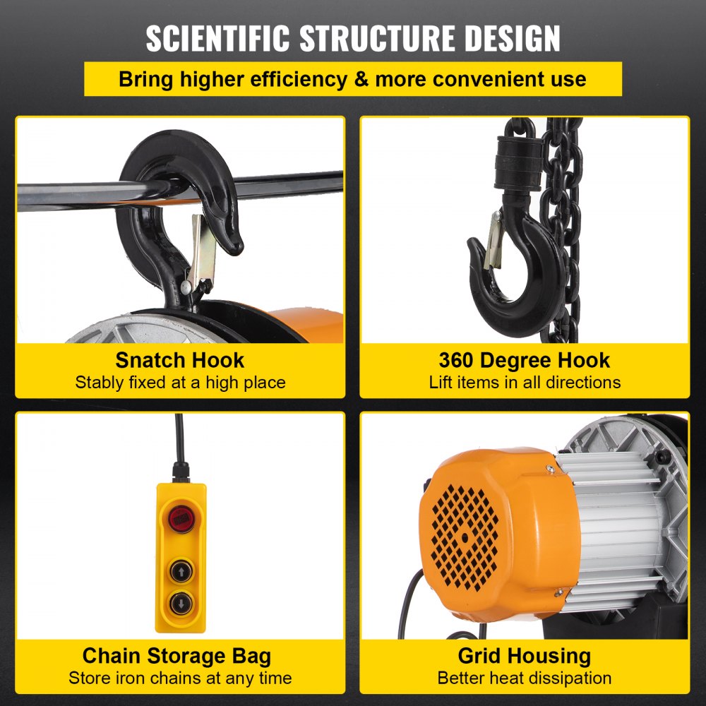 Lift Electric Hoist Electric Winch 2200lbs Remote Control 10ft Lift Height
