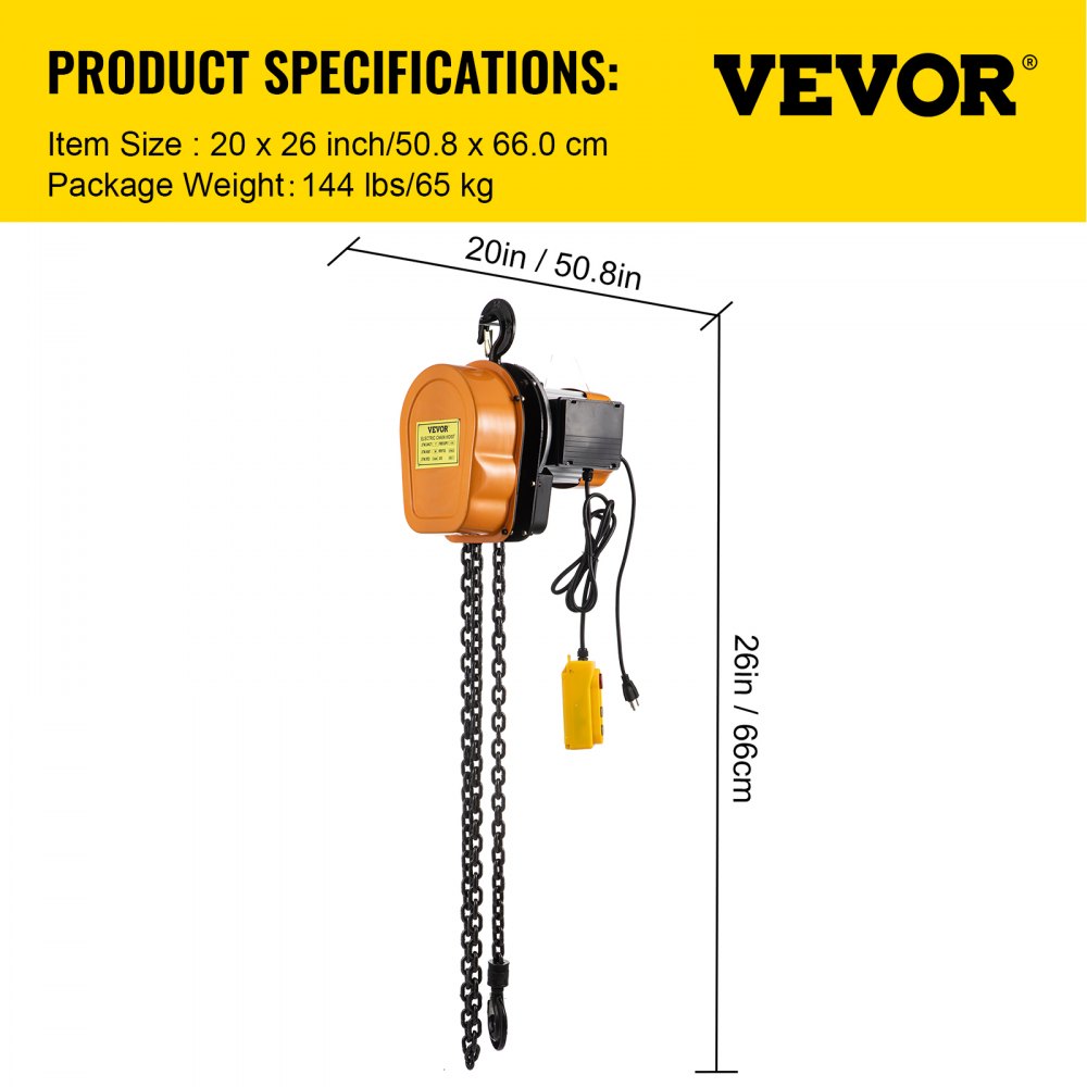 Lift Electric Hoist Electric Winch 2200lbs Remote Control 10ft Lift Height