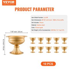 10PCS 16cm/6.3” Wedding Flower Vase Metal Gold Floral Stand for Table