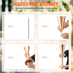 10PCS 43cm/16.9” Tall Wedding Flower Vase Metal Gold Trumpet for Tables