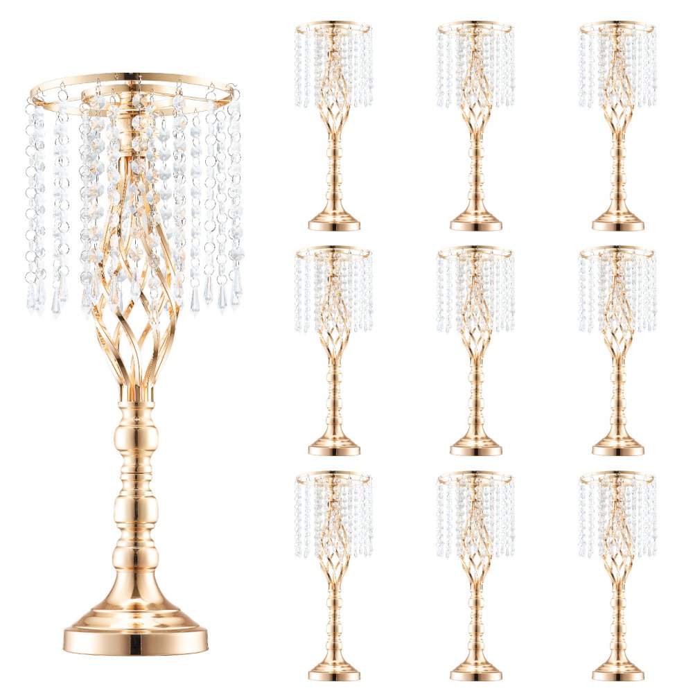 10PCS 55cm/21.65” Tall Crystal Wedding Flower Stand Vase for Party Decor