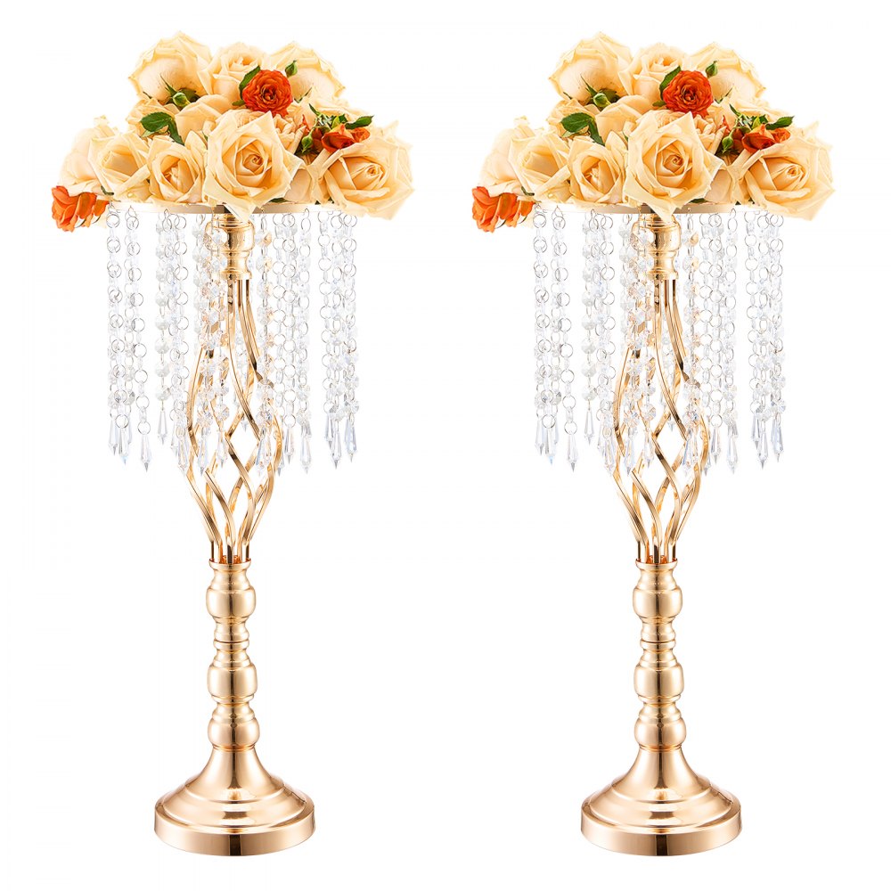 2PCS 55cm/21.65” Tall Crystal Wedding Flower Stand Vase for Party Decor
