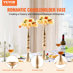 24PCS 50cm/19.7” Wedding Flower Vase Metal Gold Floral Stand for Table