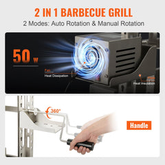 Roaster Spit Rotisserie BBQ Grill Pig Lamb Chicken Roaster 50W 132LBS