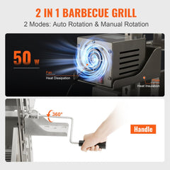 Roaster Spit Rotisserie BBQ Grill Pig Lamb Chicken Roaster 50W 132LBS