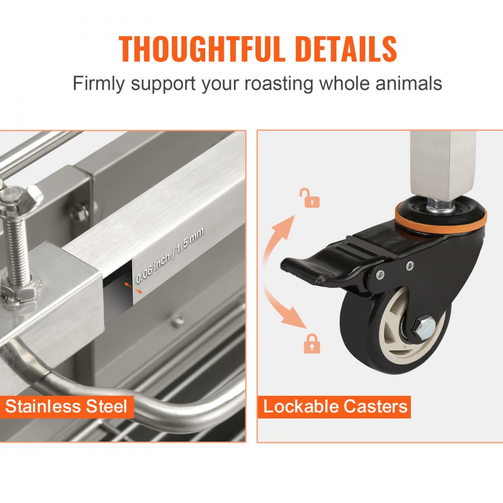 Roaster Spit Rotisserie BBQ Grill Whole Pig Lamb Chicken Roaster 50W 90LBS