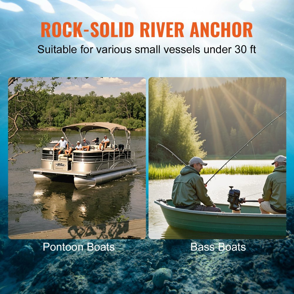 River Anchor, 30 LBS Boat Anchor Cast Iron Black Vinyl-Coated, Marine Grade Mushroom Anchor for Boats Up To 30 ft, Impressive Holding Power in River and Mud Bottom Lakes