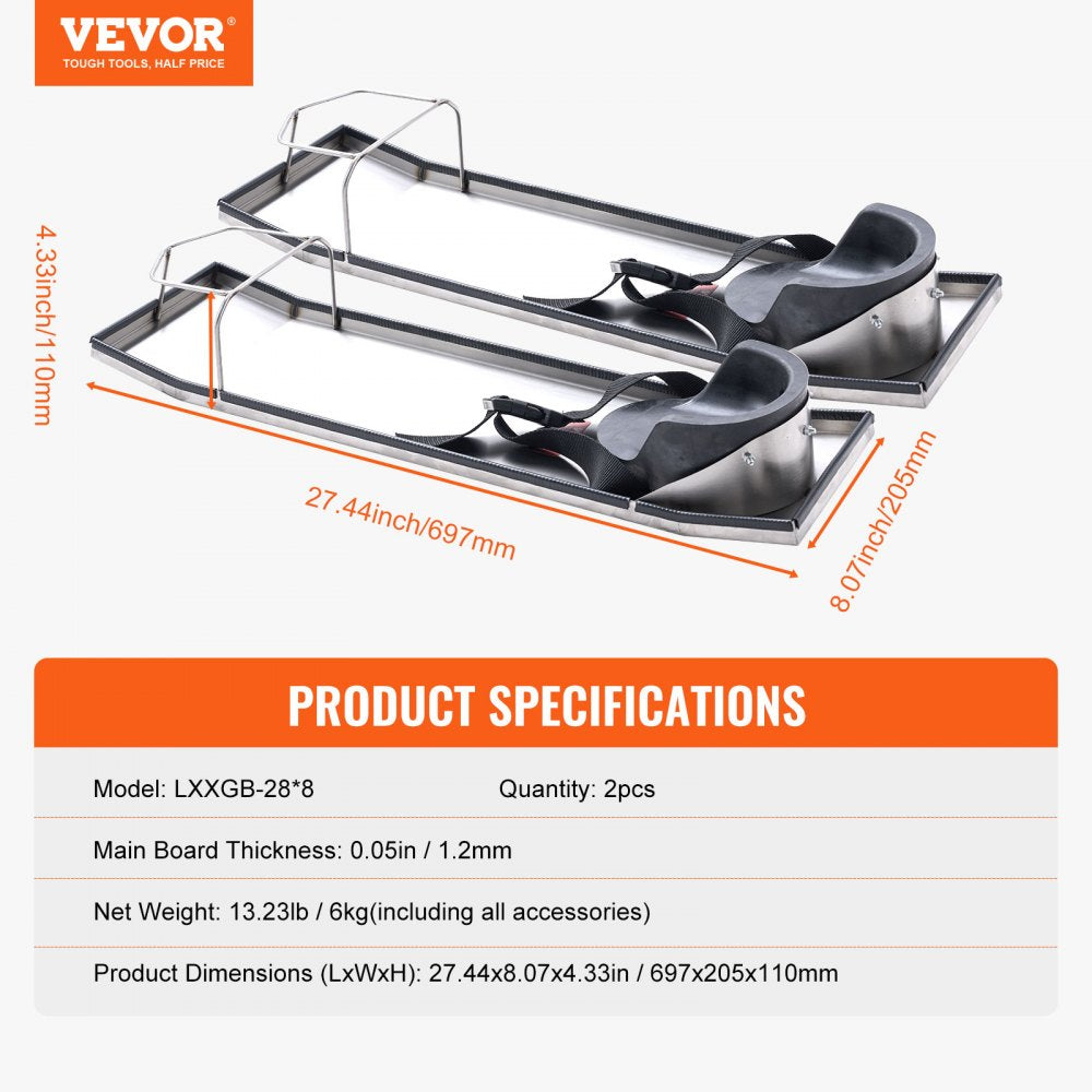 Bostome 28"x8" concrete knee board sliders with stainless steel and soft EVA pads for comfort.