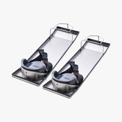 Two pairs of 28"x8" stainless steel concrete knee board sliders with EVA pads and straps.