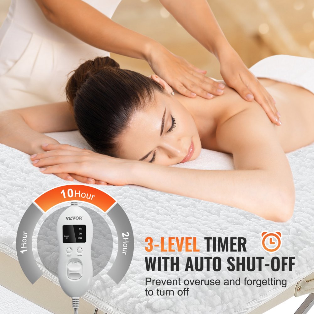 Massage Table Warmer Heating Pad 1" Thickened Fleece Warmer with Timer