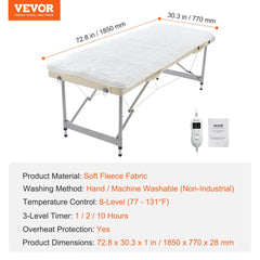 Massage Table Warmer Heating Pad 1" Thickened Fleece Warmer with Timer
