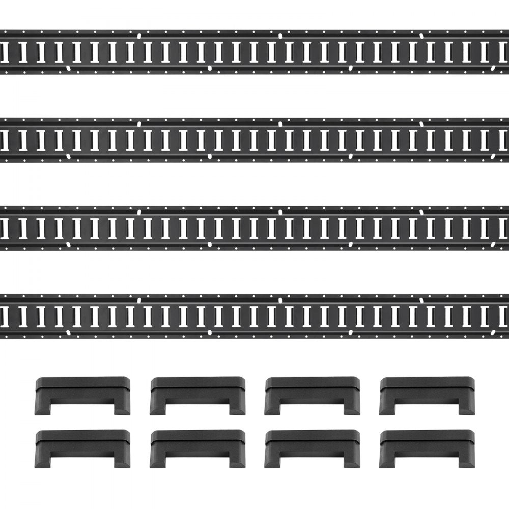 E Track Tie Down Rail Kit, 2` Steel Rails, 4 Pack, Secure Cargo & Heavy Loads Up to 2000 lbs, Heavy Duty Etrack Rails with Screws for Garages, Vans, Trailers, Motorcycle Tie Downs, ATV Mountings