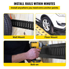 E-Track Tie-Down Rail, 4PCS 8-FT Steel Rails w/Standard 1"x2.5" Slots, Compatible with O and D Rings & Tie-Offs and Ratchet Straps & Hooked Chains, for Cargo and Heavy Equipment Securing