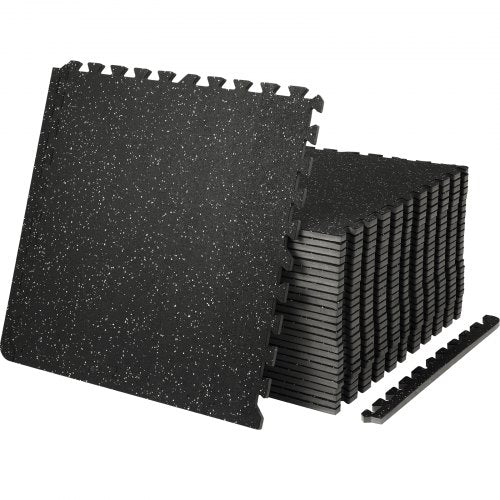 25 PCS 1/2 inch Thick Gym Floor Mats, 24" x 24" EVA Foam & Rubber Top Interlocking Workout Floor Mats with 100 sq.ft Coverage, Waterproof Exercise Puzzle Flooring for Gym, Home, Garage, Basement