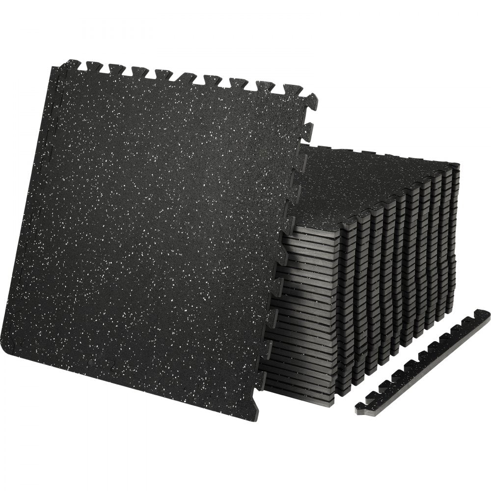 25 PCS 1/2 inch Thick Gym Floor Mats, 24" x 24" EVA Foam & Rubber Top Interlocking Workout Floor Mats with 100 sq.ft Coverage, Waterproof Exercise Puzzle Flooring for Gym, Home, Garage, Basement