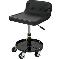 Rolling Garage Stool, 300LBS Capacity, Adjustable Height from 15.7 in to 20.5 in, Mechanic Seat with 360-degree Swivel Wheels and Tool Tray, for Workshop, Auto Repair Shop, Black